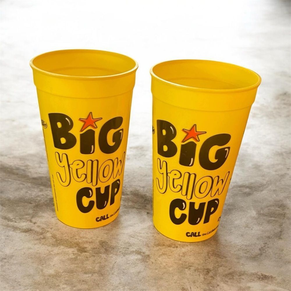 Dickey’s Big Yellow Cup – Lot of 2 – 32oz Reusable Souvenir Cups – NWOT